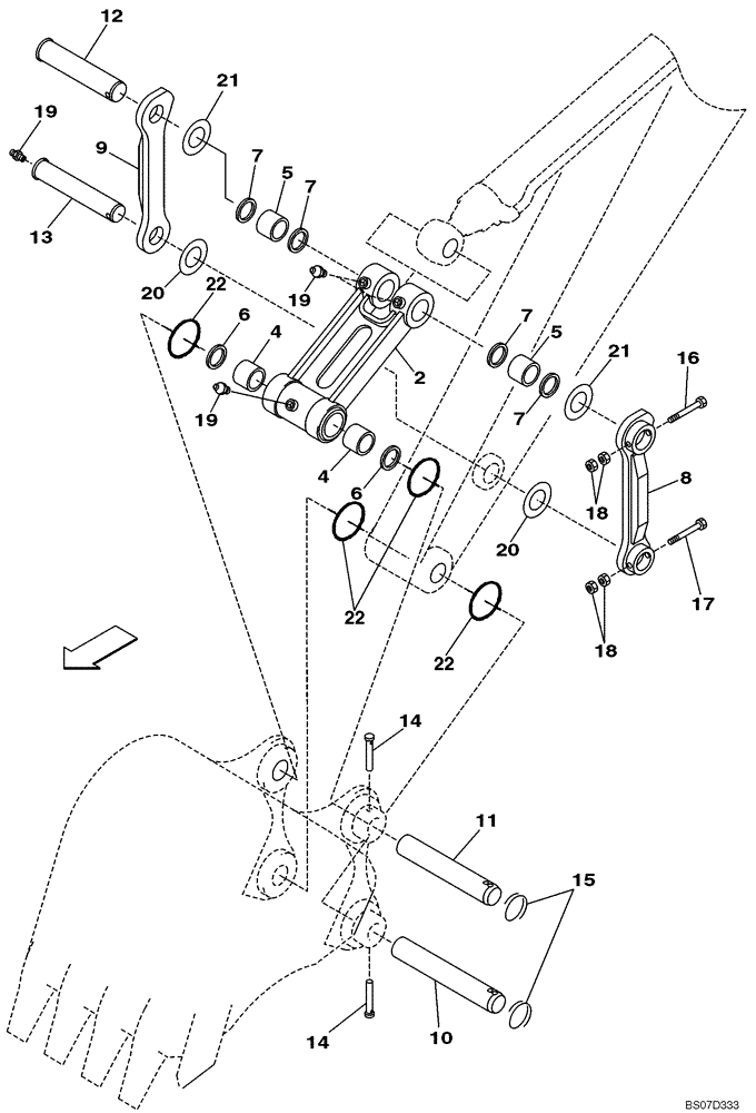 Схема запчастей Case CX160 - (09-41) - BUCKET LINKAGE, MODELS WITH AUXILIARY HYDRAULICS (09) - CHASSIS/ATTACHMENTS