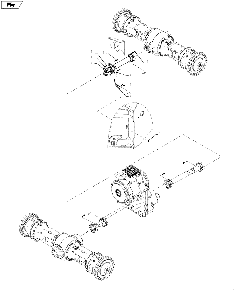 Схема запчастей Case 1021F - (44.100.05[01]) - DRIVE SHAFT, LOCK AXLES (25) - FRONT AXLE SYSTEM