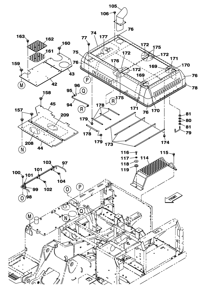 Схема запчастей Case CX300C - (09-007-00[01]) - COWLING (09) - CHASSIS/ATTACHMENTS