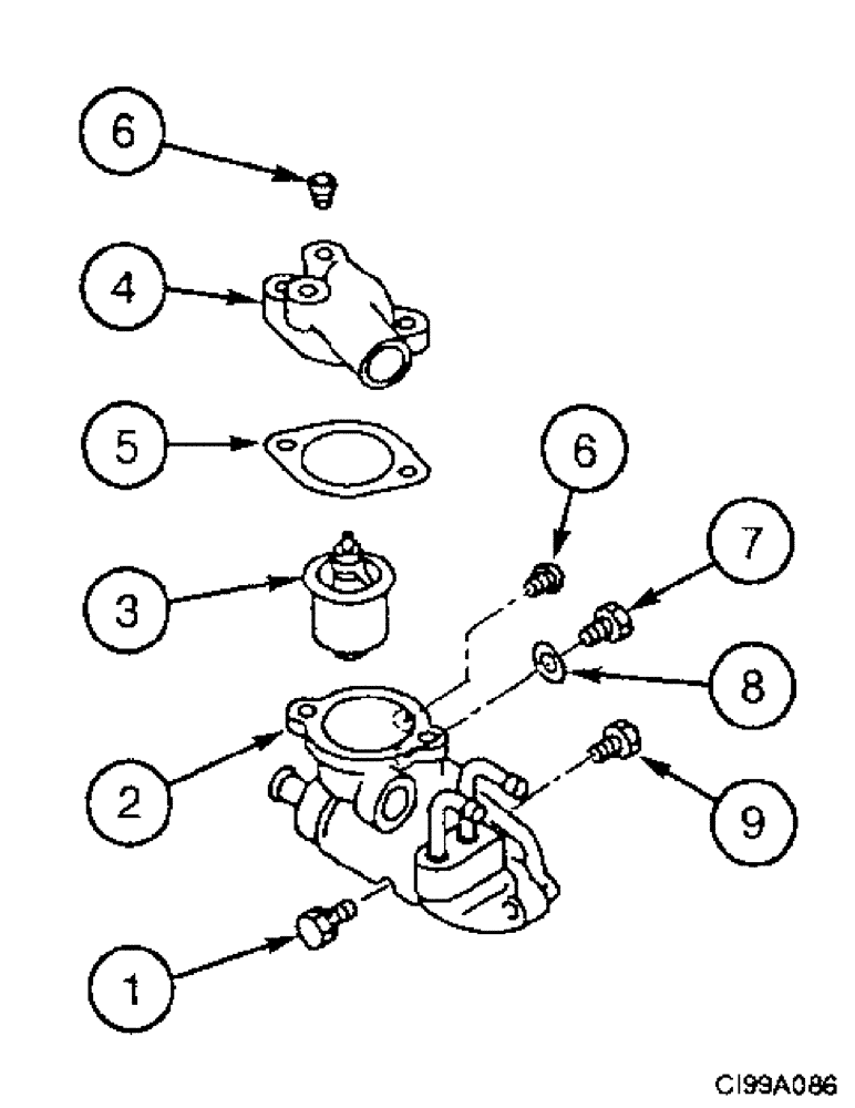 Схема запчастей Case 9007B - (2-18) - THERMOSTAT (02) - ENGINE