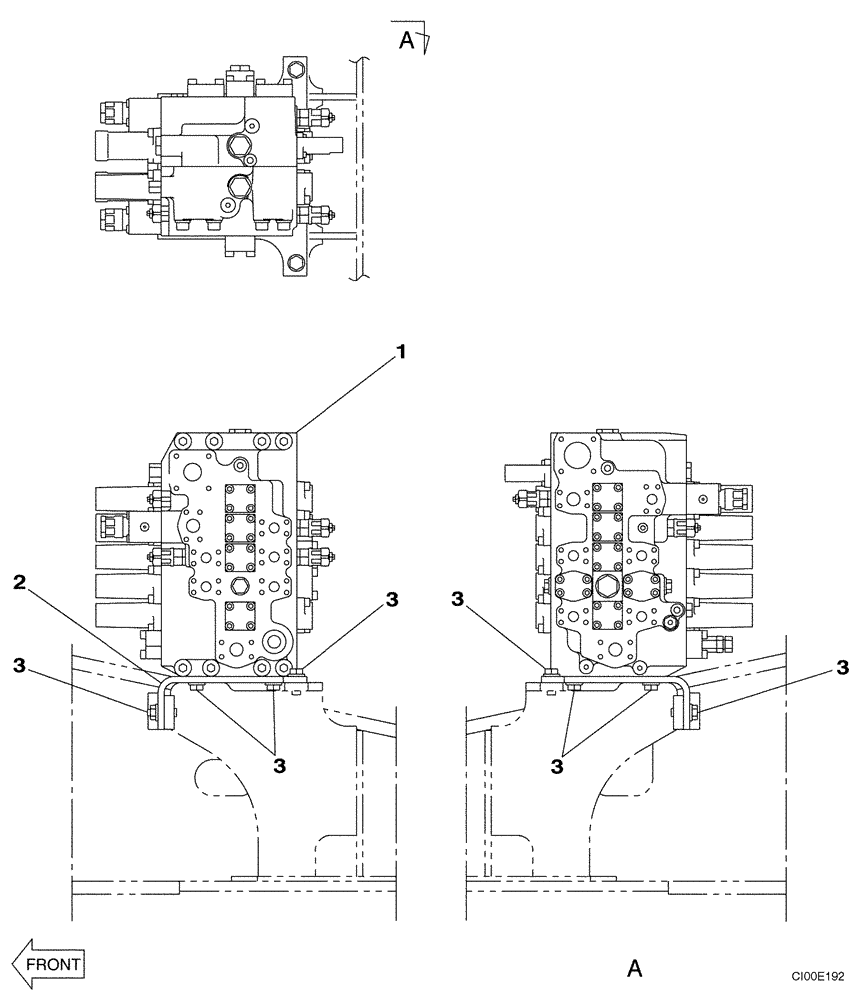 Схема запчастей Case CX290 - (08-69) - CONTROL VALVE SUPPORT (08) - HYDRAULICS