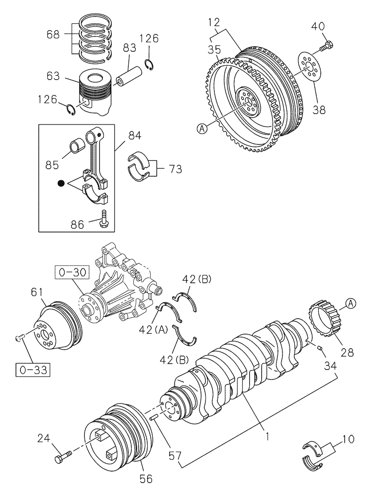 Схема запчастей Case CX250C - (02-011[00]) - PISTONS AND CRANKSHAFT (02) - ENGINE