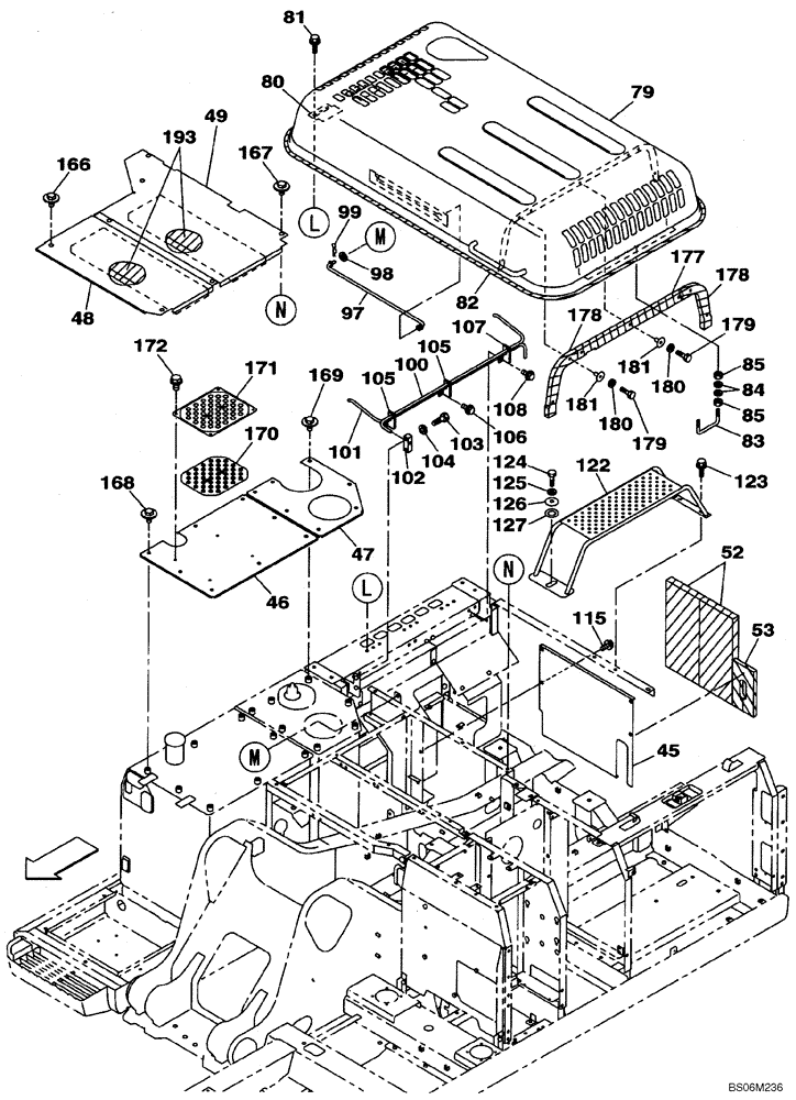 Схема запчастей Case CX290B - (09-07) - HOOD, ENGINE - INSULATION (09) - CHASSIS/ATTACHMENTS