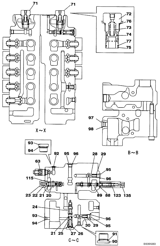 Схема запчастей Case CX460 - (08-78) - CONTROL VALVE (08) - HYDRAULICS