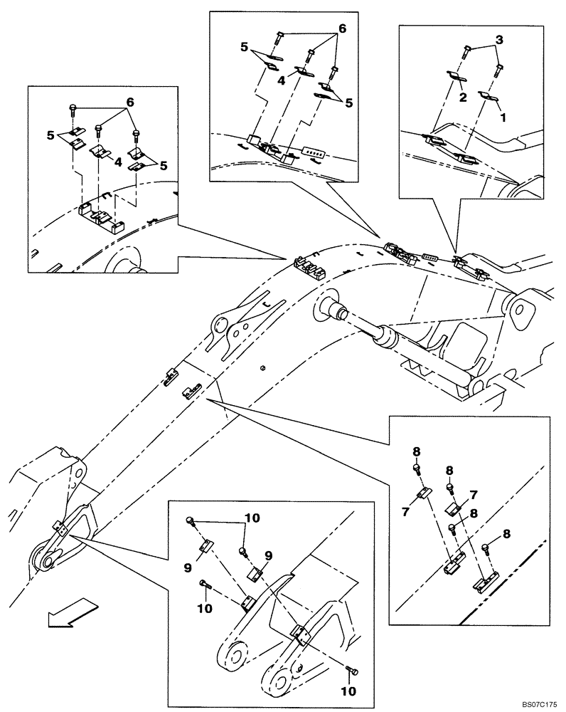 Схема запчастей Case CX290B - (09-37[01]) - CLAMPS - BOOM (09) - CHASSIS/ATTACHMENTS