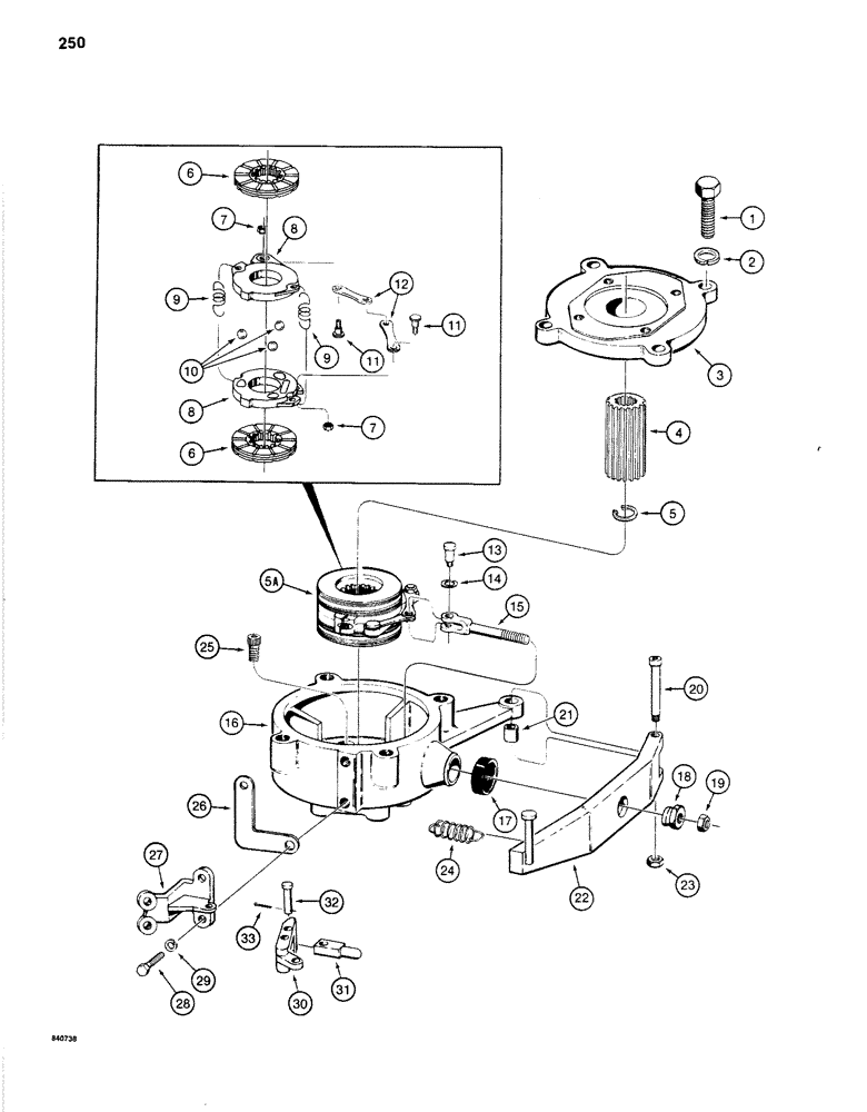 Схема запчастей Case 1280B - (250) - SWING BRAKE (09) - CHASSIS/ATTACHMENTS