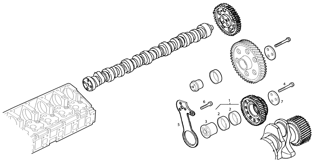 Схема запчастей Case 335 - (01A05000157[001]) - ENGINE - TIMING SYSTEM (01) - ENGINE