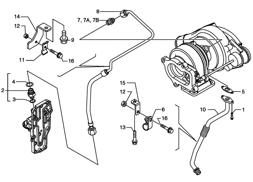 Схема запчастей Case 440 - (02-20B) - TURBOCHARGER, PIPES AND CONNECTIONS (02) - ENGINE