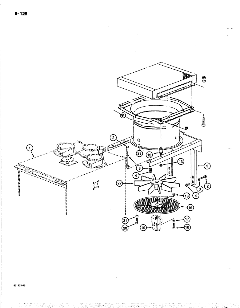 Схема запчастей Case 170B - (8-128) - HYDRAULIC OIL COOLER AND FAN, P.I.N. 74341 THROUGH 74456 (08) - HYDRAULICS