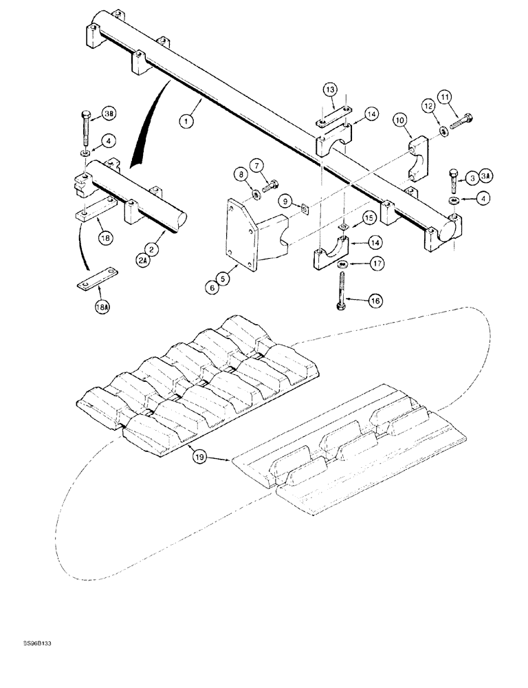 Схема запчастей Case 550G - (5-18) - REAR PIVOT SHAFT AND RUBBER TRACK (04) - UNDERCARRIAGE