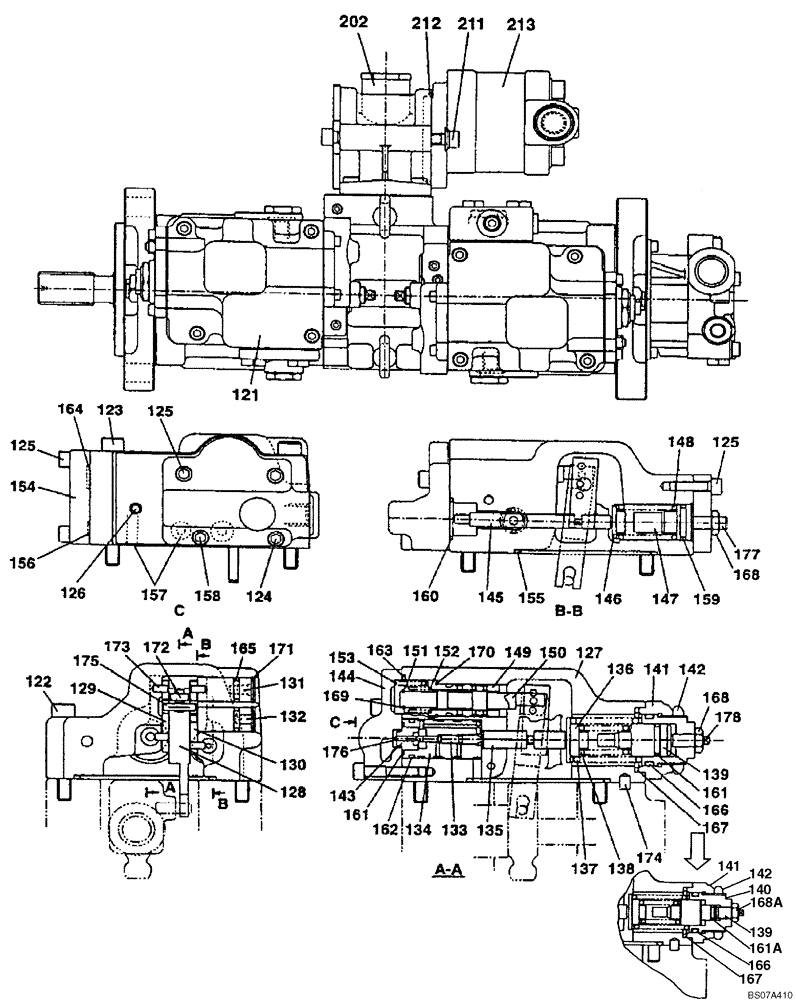 Схема запчастей Case CX135SR - (08-064) - KMJ2937 PUMP ASSY, HYDRAULIC - REGULATOR, MODELS WITH DOZER BLADE (08) - HYDRAULICS