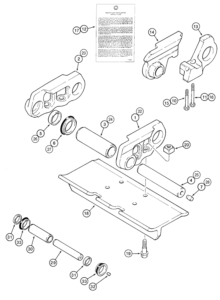 Схема запчастей Case 550H - (5-10) - TRACK CHAIN, CASE LUBRICATED, EACH MASTER LINK HAS TWO BOLT HOLES (11) - TRACKS/STEERING