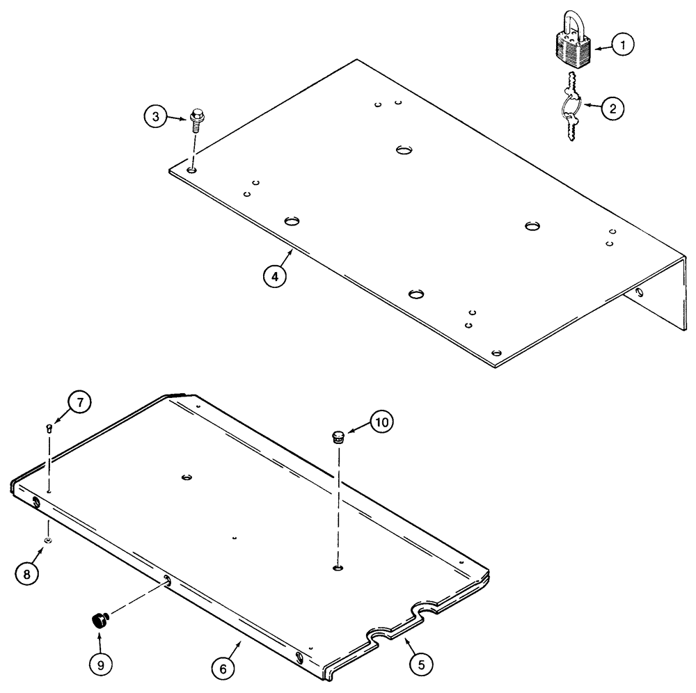 Схема запчастей Case 850E - (9-032) - BATTERY COVER AND SEAT MOUNTING PLATE (09) - CHASSIS/ATTACHMENTS