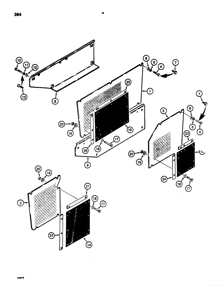 Схема запчастей Case 850B - (364) - ENGINE SIDE SHIELDS (05) - UPPERSTRUCTURE CHASSIS