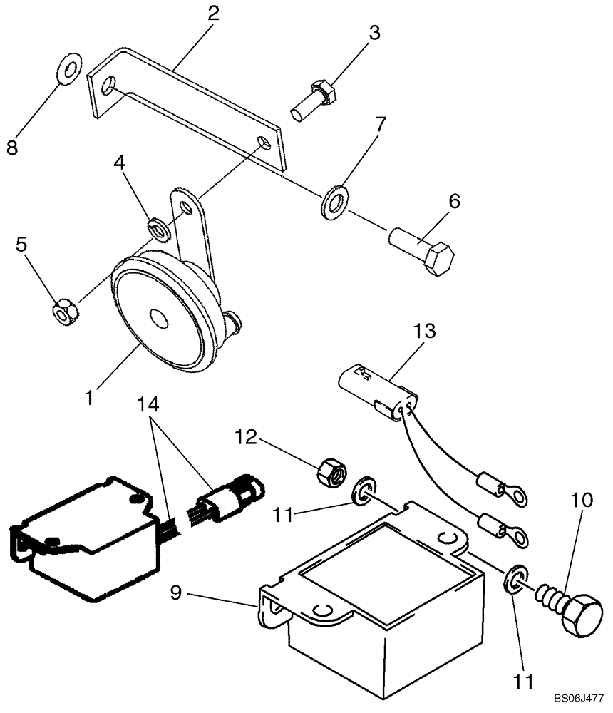 Схема запчастей Case 590SM - (04-17) - HORN - ALARM, BACKUP (04) - ELECTRICAL SYSTEMS