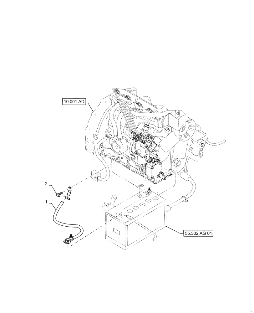 Схема запчастей Case TR270 - (55.302.AI[02]) - NO BATTERY DISCONNECT MED F5C (SR200, TR270) (55) - ELECTRICAL SYSTEMS