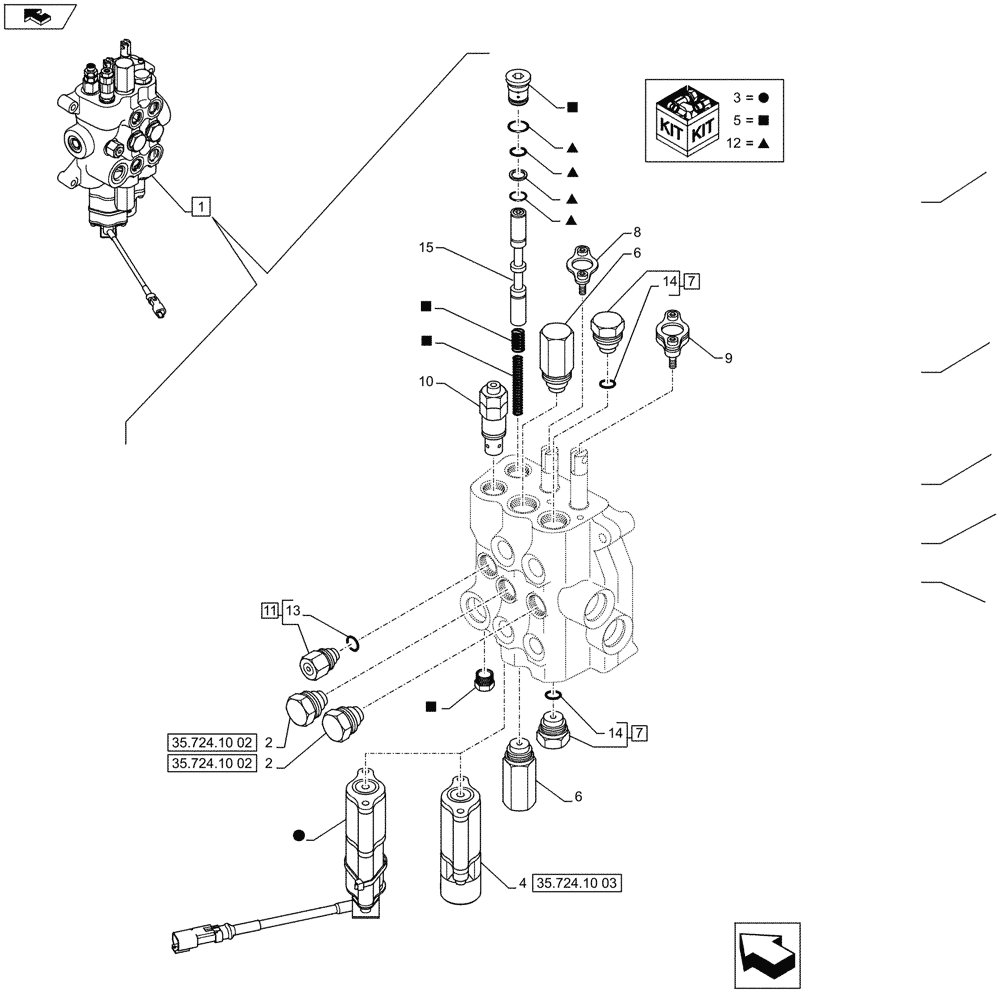 Схема запчастей Case 580SN - (35.724.10[01]) - VAR - X20137X - LOADER CONTROL VALVE, 2 SECTIONS, W/O PILOT CONTROLS (35) - HYDRAULIC SYSTEMS