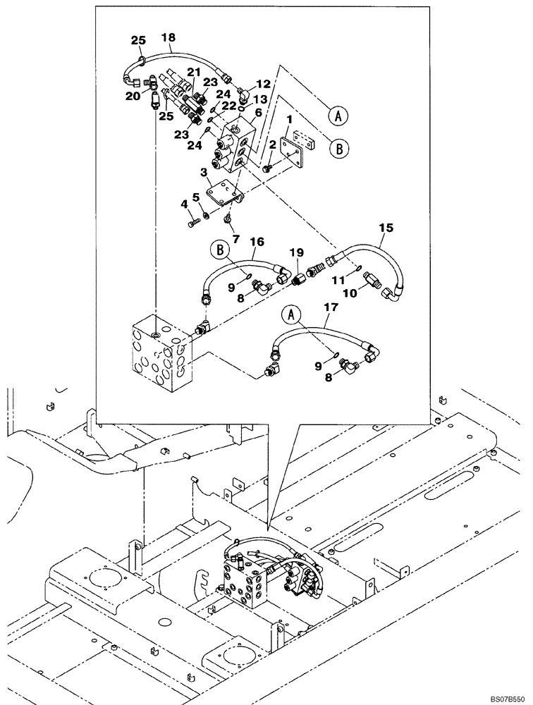 Схема запчастей Case CX210BLR - (08-18) - PILOT CONTROL LINE - LONG REACH (08) - HYDRAULICS