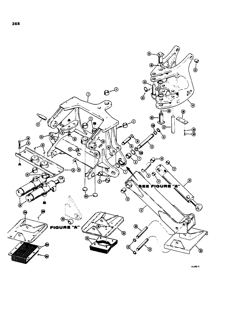 Схема запчастей Case 35 - (368) - MOUNTING FRAME AND STABILIZERS, CASE-CESSNA VALVES, USED ON MDLS W/ BACKHOE SN 5251151 & AFT 