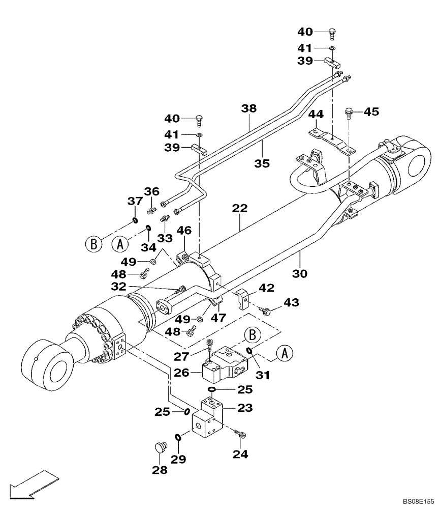 Схема запчастей Case CX350B - (08-24) - HYDRAULICS - ARM CYLINDER, MODELS WITH LOAD HOLD (08) - HYDRAULICS