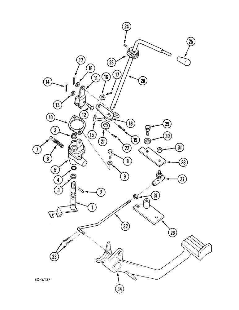 Схема запчастей Case 380B - (6-160) - FORWARD AND REVERSE CONTROLS, LOCKOUT LEVER AND CONNECTIONS (06) - POWER TRAIN