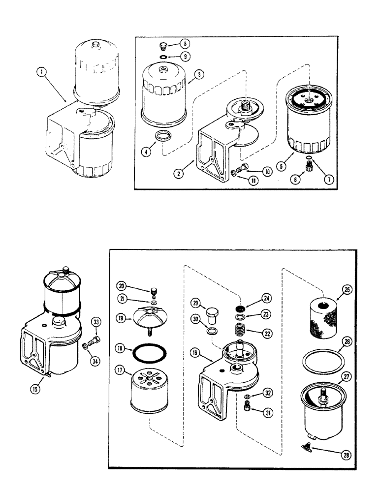 Схема запчастей Case 580 - (030) - FUEL FILTERS, (188) DIESEL ENGINE, SPIN-ON TYPE, CAN TYPE (10) - ENGINE