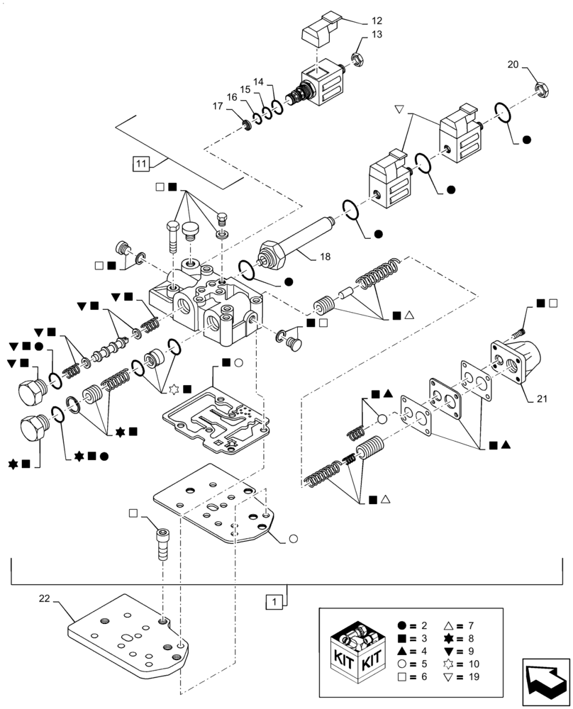 Схема запчастей Case 590SN - (21.134.03) - VAR - 423058 - TRANSMISSION ASSY - VALVE, CONTROL - STANDARD TRANSMISSION (21) - TRANSMISSION