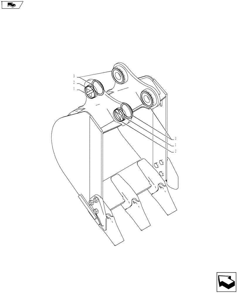 Схема запчастей Case CX27B PV13 - (03-009) - BUCKET INSTAL Attachments