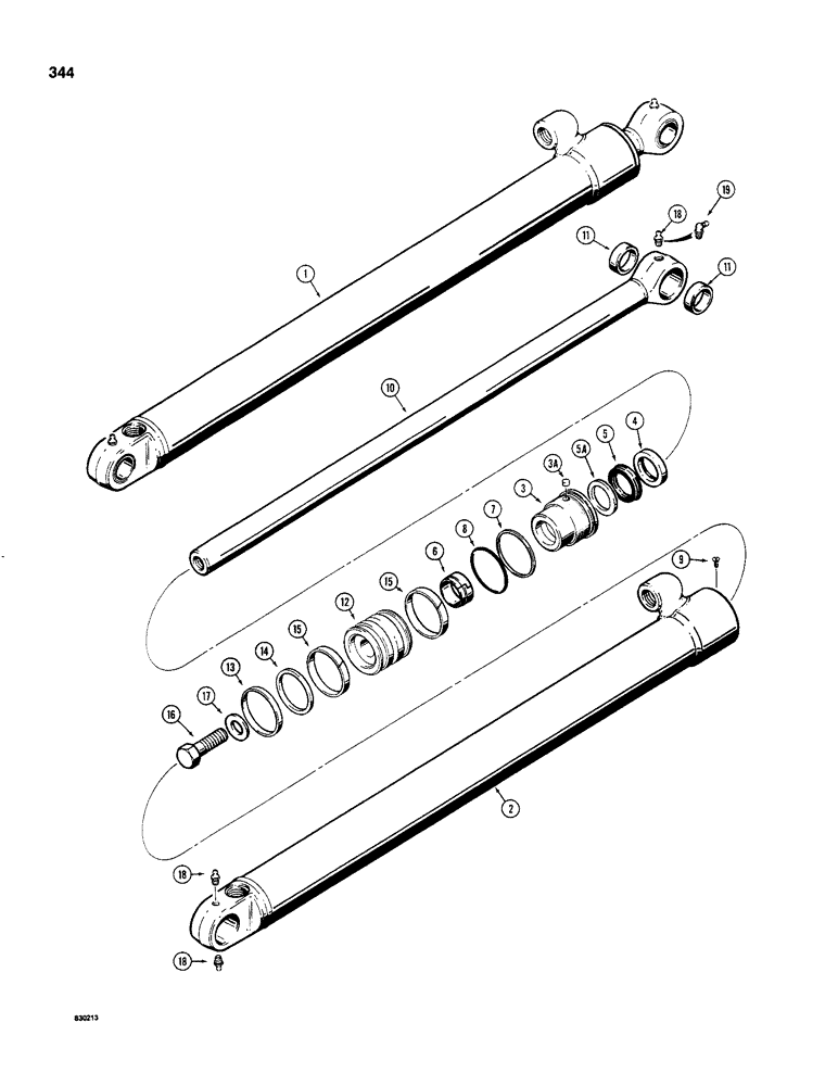 Схема запчастей Case 480C - (344) - G101206 AND G101207 LOADER LIFT CYLINDERS, WITH ONE PIECE PISTON (35) - HYDRAULIC SYSTEMS