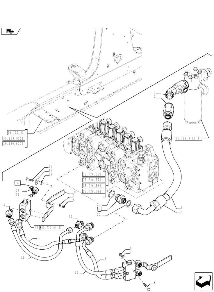 Схема запчастей Case 580SN WT - (35.732.0101) - VAR - X20233X - HYDRAULICS - CHECK VALVE INSTALL, STABILIZER CYLINDERS (35) - HYDRAULIC SYSTEMS