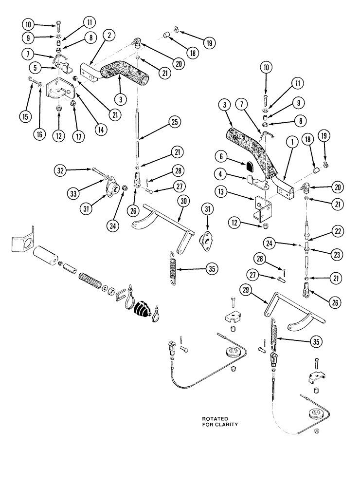 Схема запчастей Case 1835C - (7-12) - PARKING LATCH AND SEAT BARS USED ON MODELS WITH DUAL SEAT BARS AND ONE PULLEY PER SIDE (07) - BRAKES