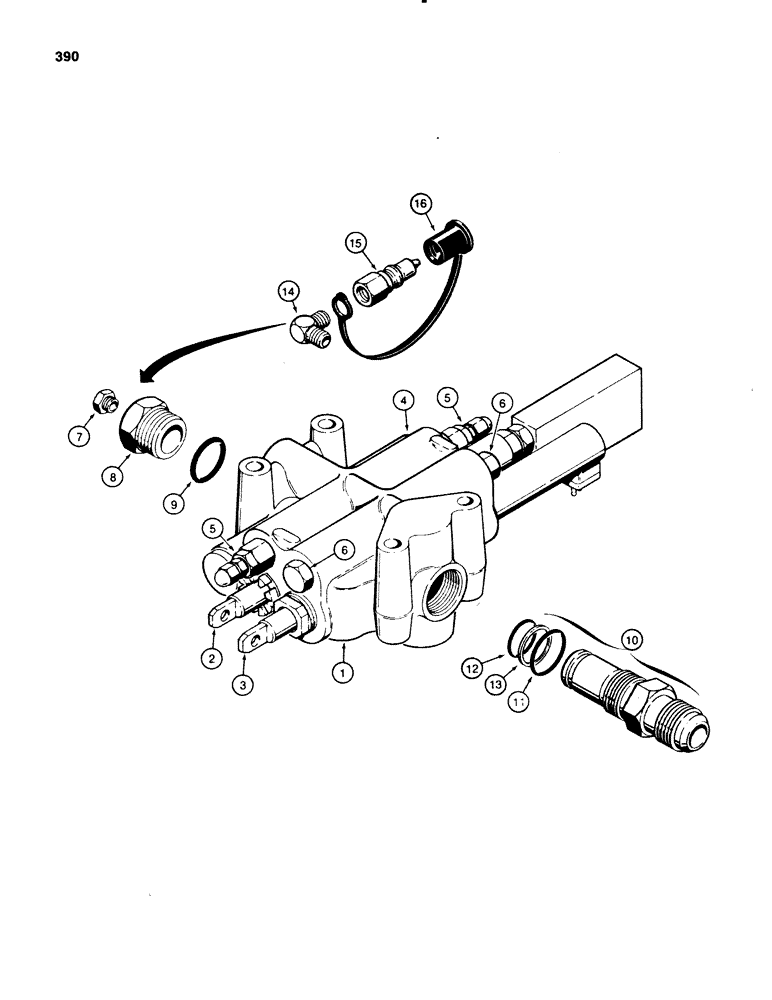 Схема запчастей Case 580SE - (390) - PARKER LOADER CONTROL VALVE - TWO SPOOL (08) - HYDRAULICS