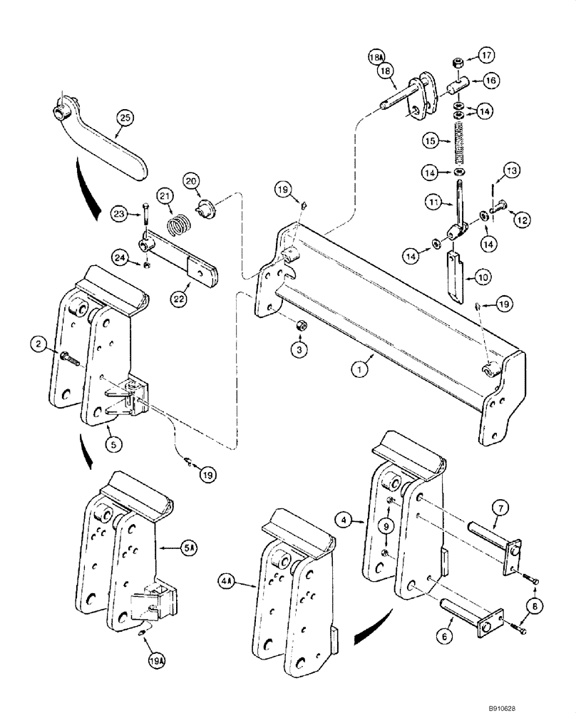 Схема запчастей Case 1845C - (09-05) - CASE COUPLER - SIDE LEVER, JAF0041368 - JAF0179684 (09) - CHASSIS/ATTACHMENTS