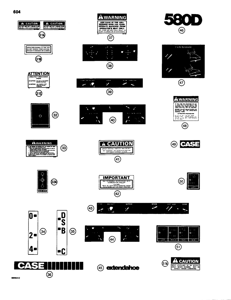 Схема запчастей Case 580SD - (604) - DECALS (09) - CHASSIS/ATTACHMENTS