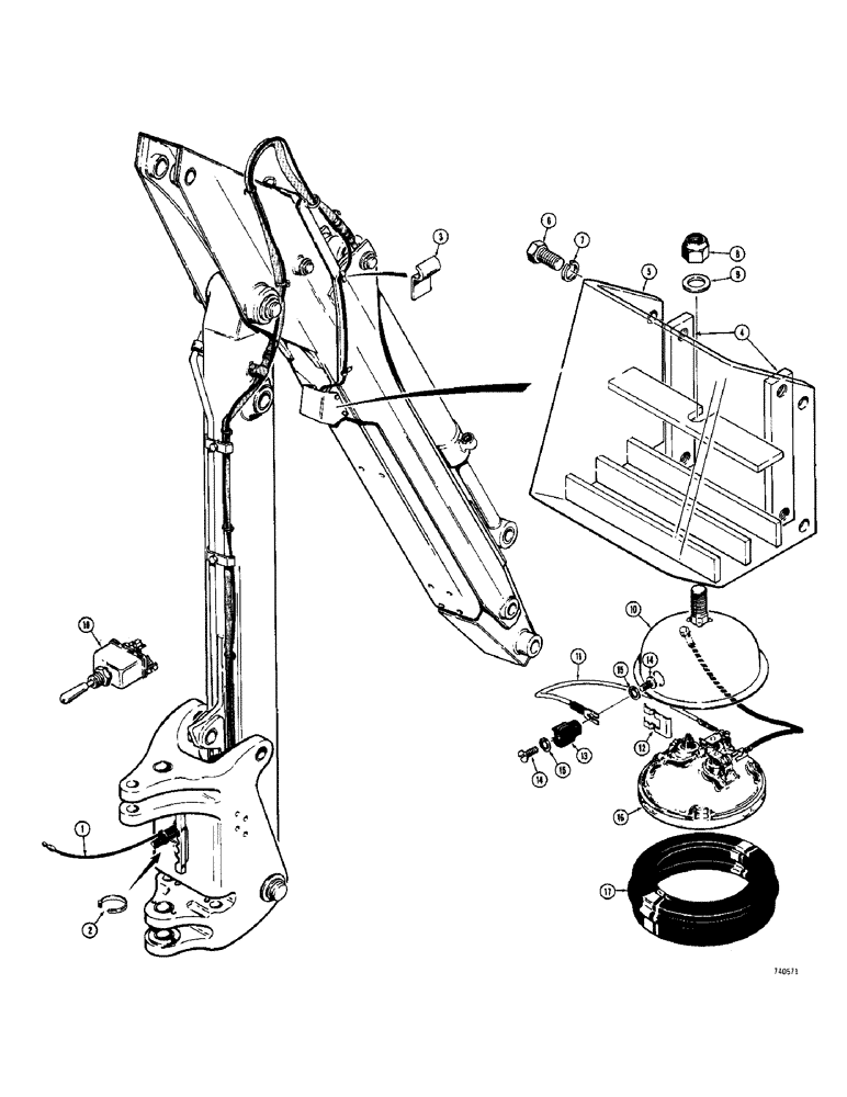 Схема запчастей Case 780 - (120) - EXTENDAHOE DIPPER LIGHT (04) - ELECTRICAL SYSTEMS