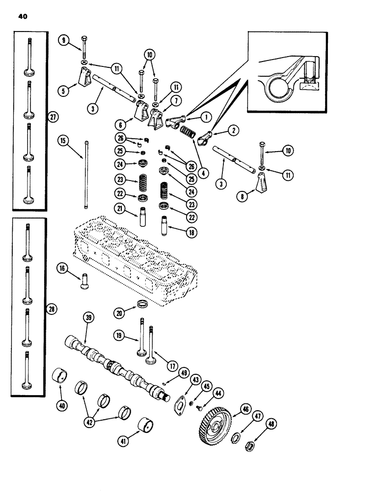 Схема запчастей Case 1835 - (040) - VALVE MECHANISM, 188 DIESEL ENGINE (02) - ENGINE