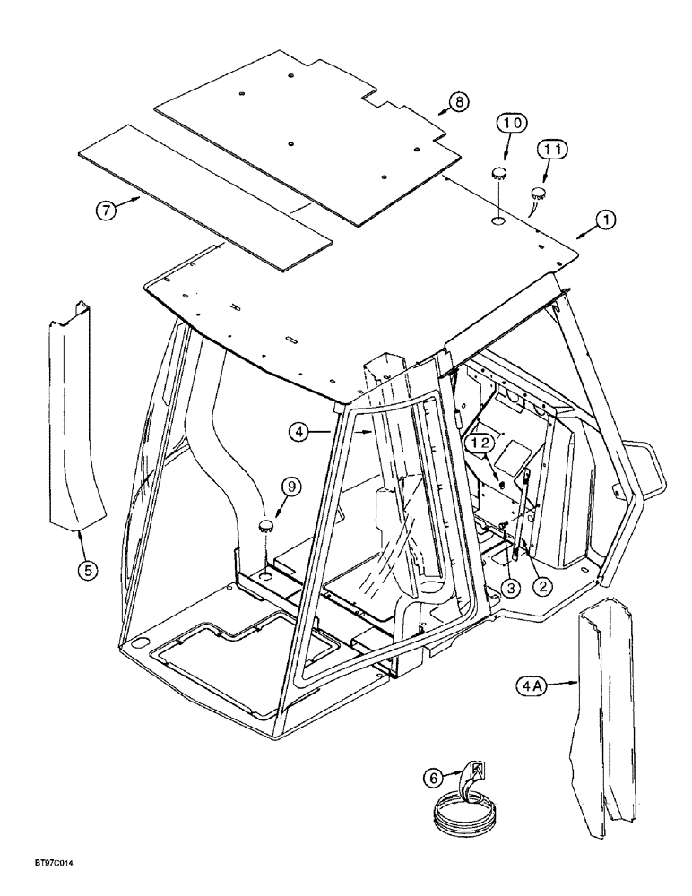 Схема запчастей Case 590SL - (9-100) - CAB FRAME, COVERS AND INSULATION (09) - CHASSIS/ATTACHMENTS