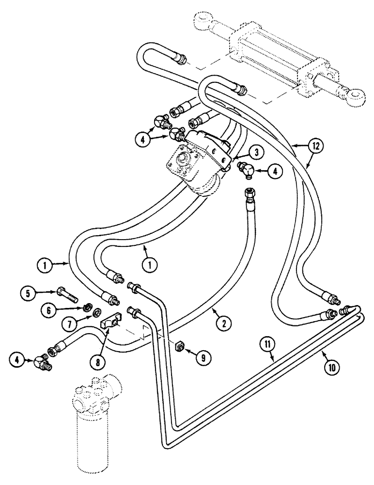 Схема запчастей Case 580SK - (5-10) - STEERING HYDRAULIC CIRCUIT, SERVOPOWER VERSION, S/N JJH0046382 AND UP (05) - STEERING