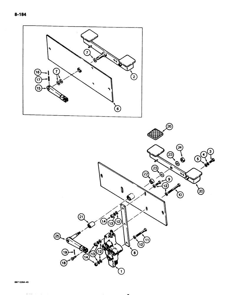 Схема запчастей Case 1825 - (8-184) - AUXILIARY CONTROLS AND VALVE MOUNTING (08) - HYDRAULICS