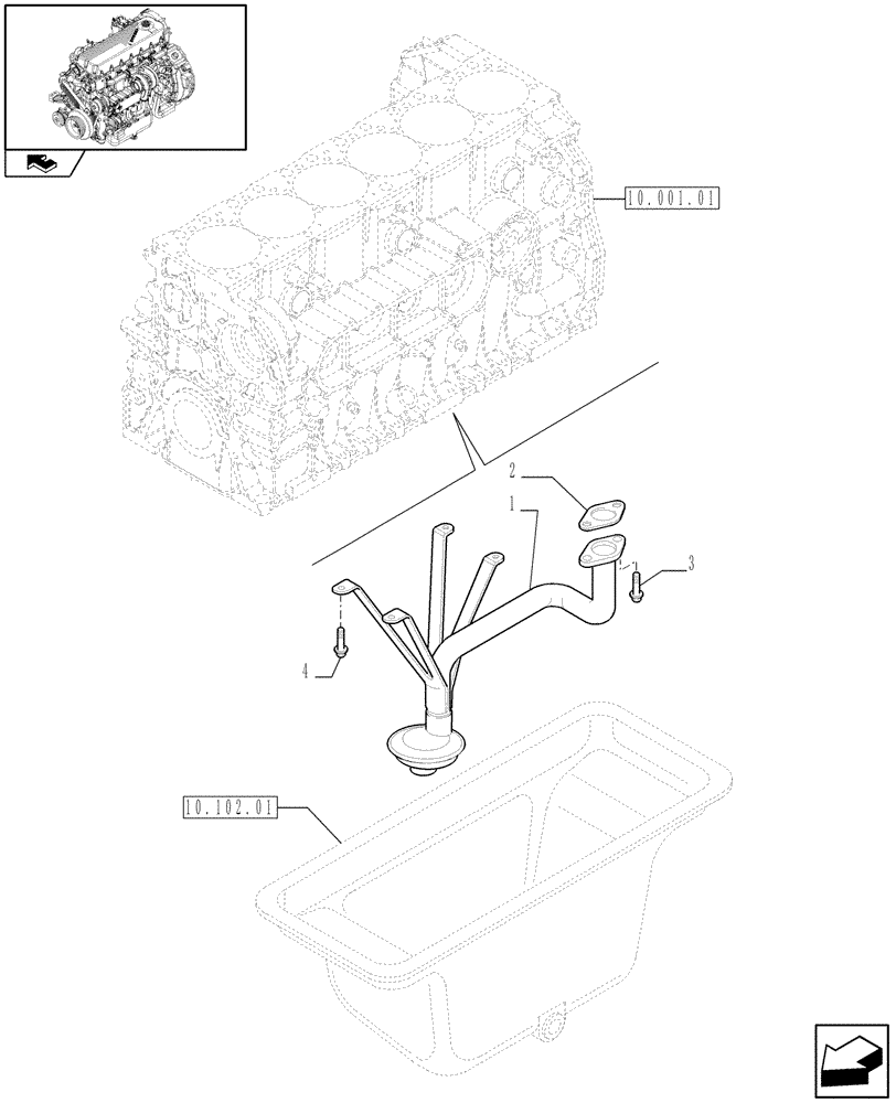 Схема запчастей Case F2CE9684U E151 - (10.304.05) - OIL PUMP PIPING (504155883) (01) - ENGINE