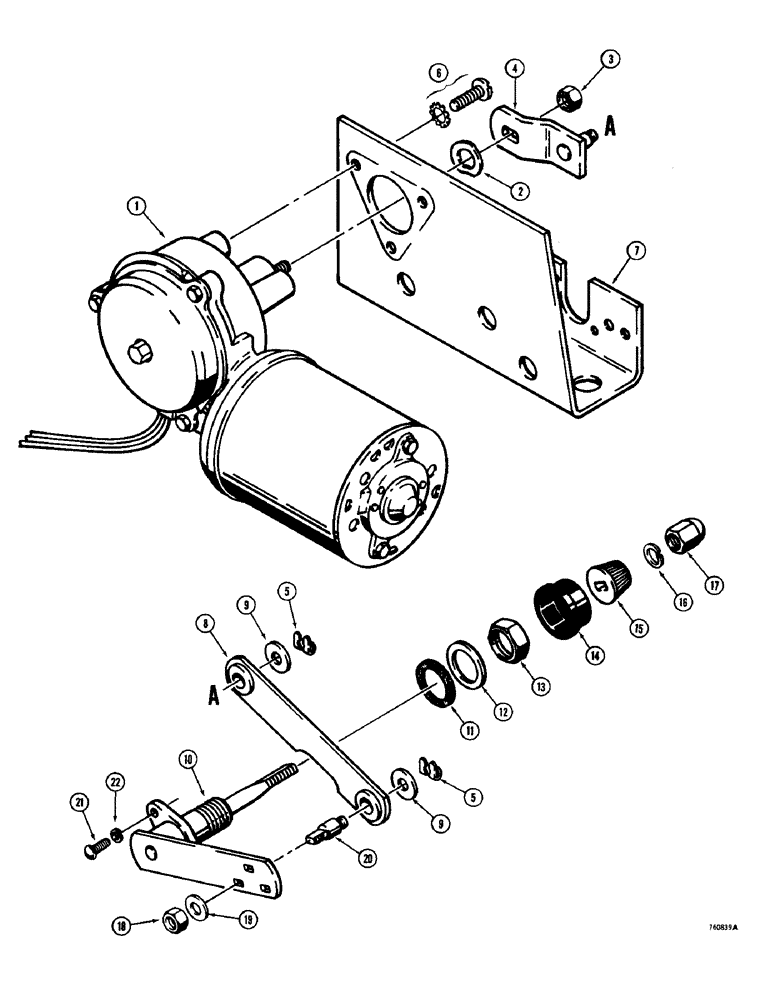 Схема запчастей Case 780 - (598) - F93455 WIPER MOTOR (09) - CHASSIS/ATTACHMENTS