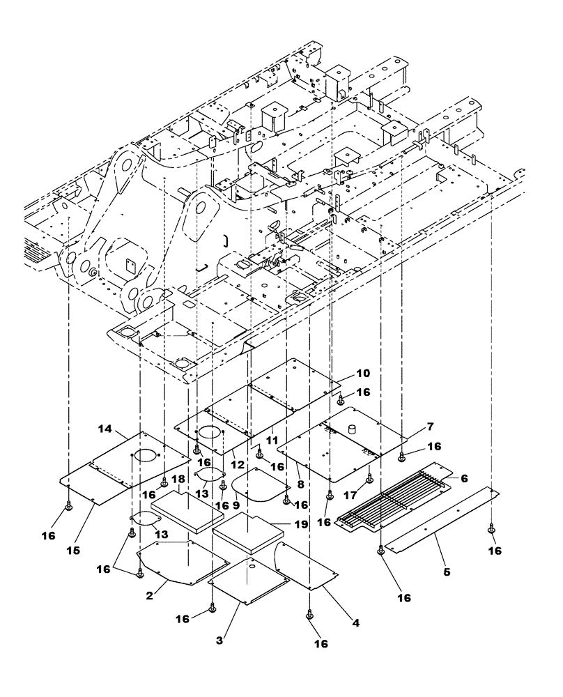 Схема запчастей Case CX470C - (09-003-00[01]) - UPPERSTRUCTURE LOWER PANELS (05.1) - UPPERSTRUCTURE CHASSIS/ATTACHMENTS