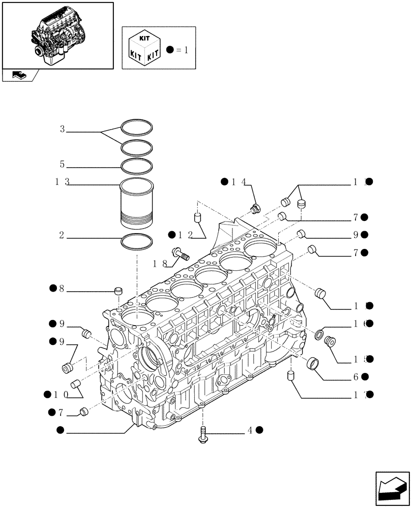 Схема запчастей Case F3BE0684J E902 - (0.04.0) - CYLINDER BLOCK & RELATED PARTS (504116736 - 504071425) 