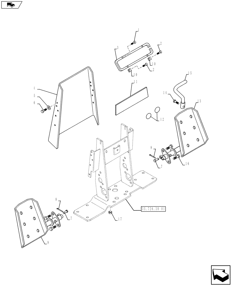 Схема запчастей Case 590SN - (35.726.29) - CONTROL - BACKHOE, SWING STD DIPPER SWING CARRIAGE - HYDR LINES (35) - HYDRAULIC SYSTEMS