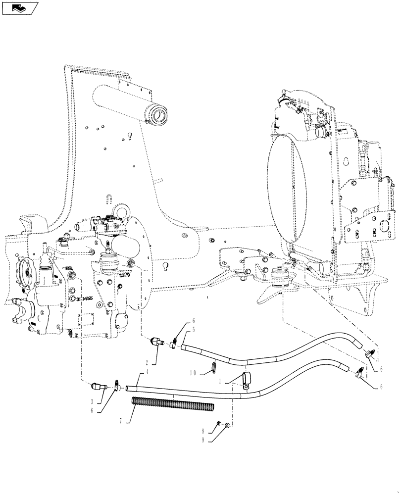 Схема запчастей Case 588H - (21.104.01[01]) - TRANSMISSION, OIL COOLER LINE INSTALLATION (21) - TRANSMISSION