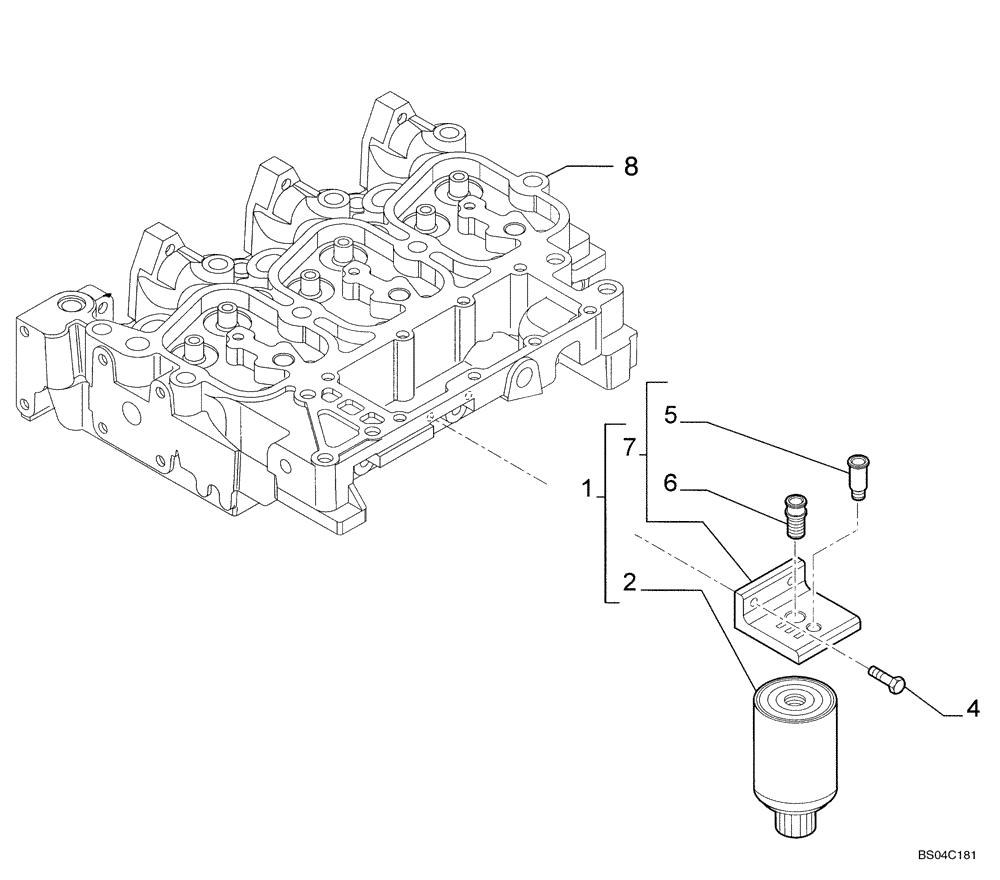 Схема запчастей Case 435 - (03-08) - FUEL FILTER (03) - FUEL SYSTEM