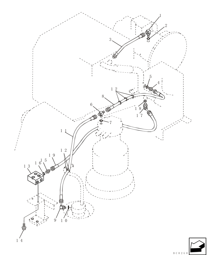 Схема запчастей Case CX240 - (08-08) - HYDRAULICS - DRAIN LINE, MODELS WITH LOAD HOLD (08) - HYDRAULICS