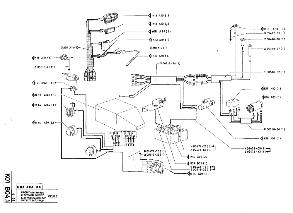 Схема запчастей Case TY45 - (K01 B04.1) - ELECTRIC CIRCUIT - DEUTZ (06) - ELECTRICAL SYSTEMS