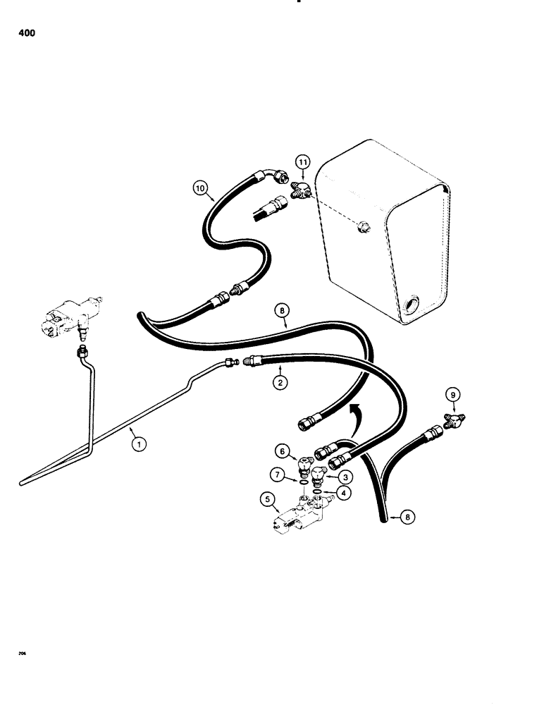 Схема запчастей Case SD100 - (400) - HYDRA-BORER CONTROL VALVE HYDRAULIC CIRCUIT, USED WITH LINE LAYER AND/OR BACKFILL BLADE (35) - HYDRAULIC SYSTEMS