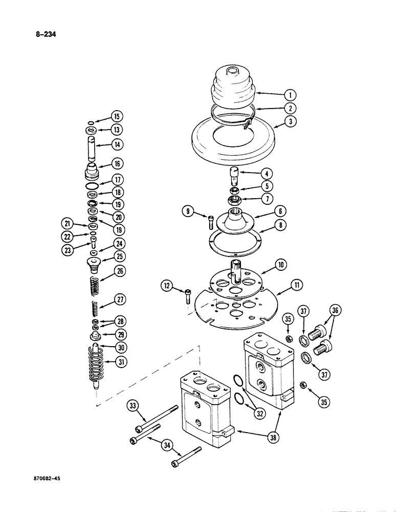 Схема запчастей Case 125B - (8-234) - HAND CONTROL VALVE - MONSUN-TISON (08) - HYDRAULICS